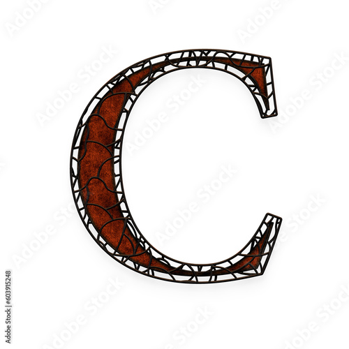 Fototapeta Naklejka Na Ścianę i Meble -  Rustic Cage alphabet uppercase letters. This is a part of a set which also includes lowercase letters, numbers, punctuation marks and symbols.