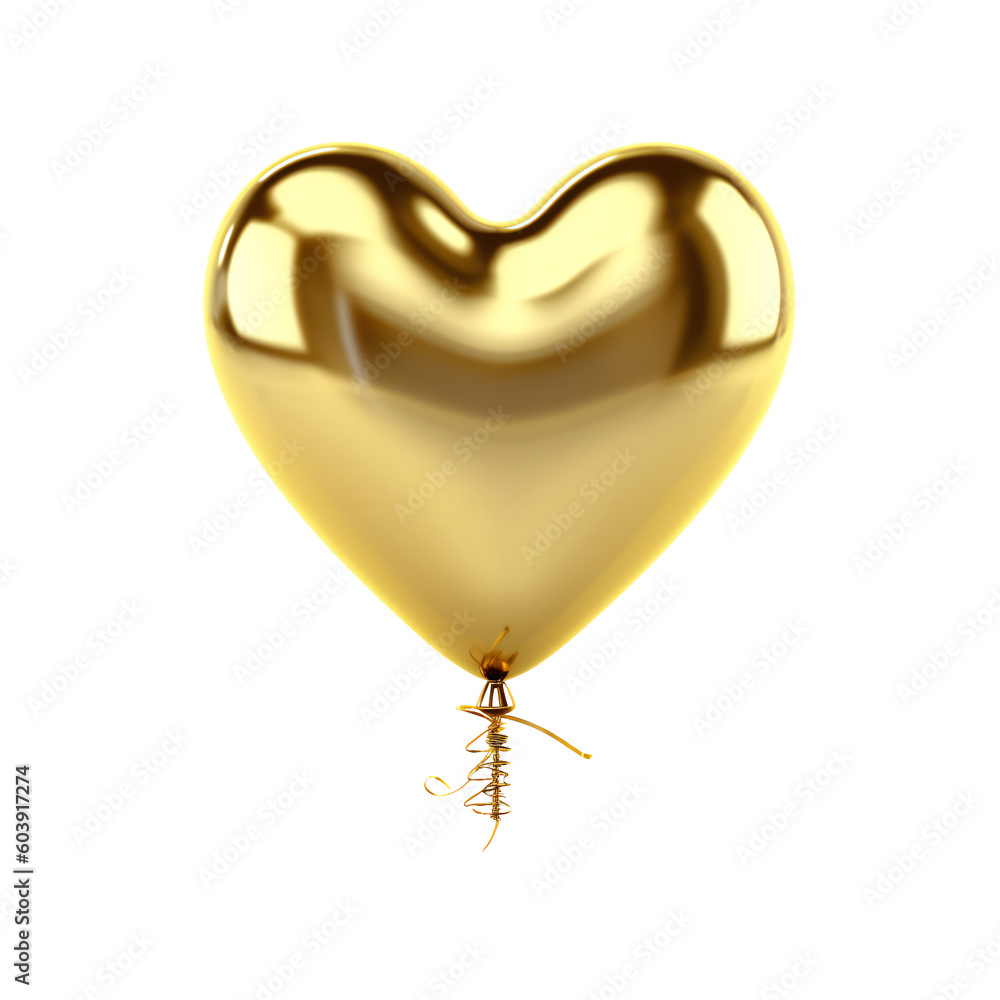 Heart Balloon. Gold helium balloon. Glossy, shiny with reflection foil balloon. Gold color. Good for anniversary wedding, celebration birthday. Happy St. Valentine's day. Love symbol. AI generated Heart Balloon. Gold helium balloon. Glossy, shiny with reflection foil balloon. Gold color. Good for anniversary wedding, celebration birthday. Happy St. Valentine's day. Love symbol. AI generated