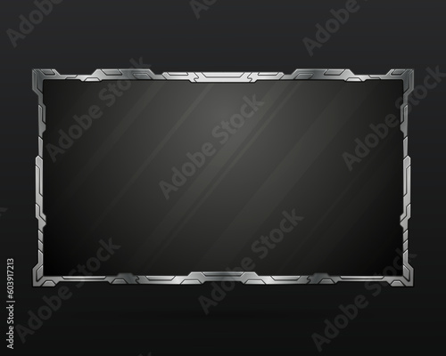 Futuristic silver webcam overlay live video stream screen panel frame