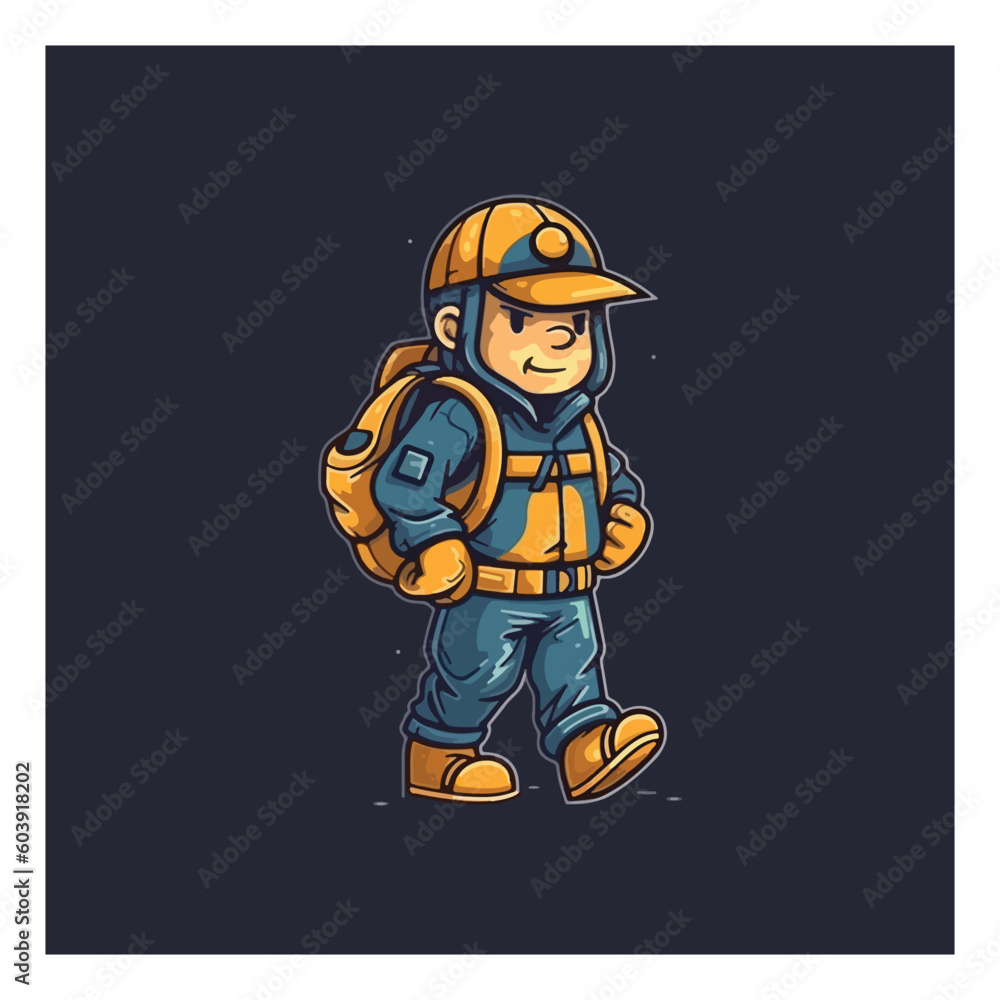 Mascot logo for a construction company with a mascot in the form of a character carrying work clothes and a helmet. Mascot logo for a construction company with a mascot in the form of a character carrying work clothes and a helmet.
