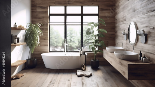 Generative AI  Serene Scandinavian Bathroom Design