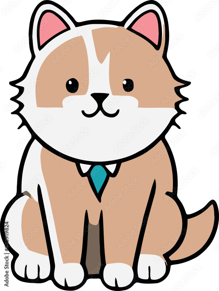 Funny cat and adorable kitten character vector design with flat color in white background suitable for sticker, cartoon and print design. Funny cat and adorable kitten character vector design with flat color in white background suitable for sticker, cartoon and print design.