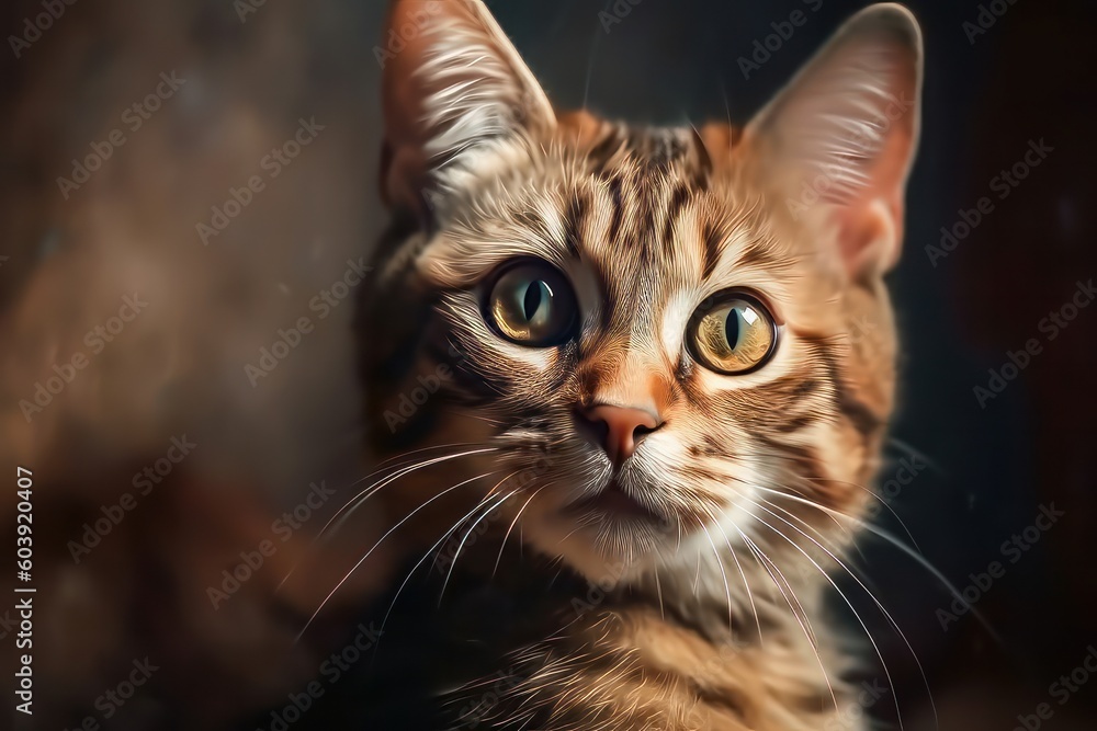Portrait of a beautiful bengal cat in the studio, generative Ai