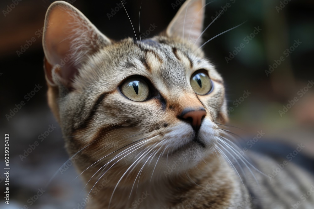 Close-up of a tabby cat looking at the camera, generative Ai