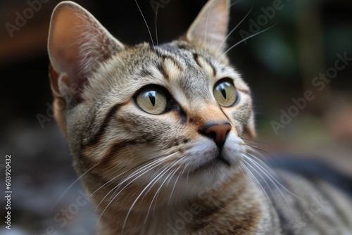 Close-up of a tabby cat looking at the camera, generative Ai © Angus.YW