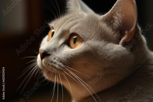 Close-up portrait of a beautiful british shorthair cat, generative Ai