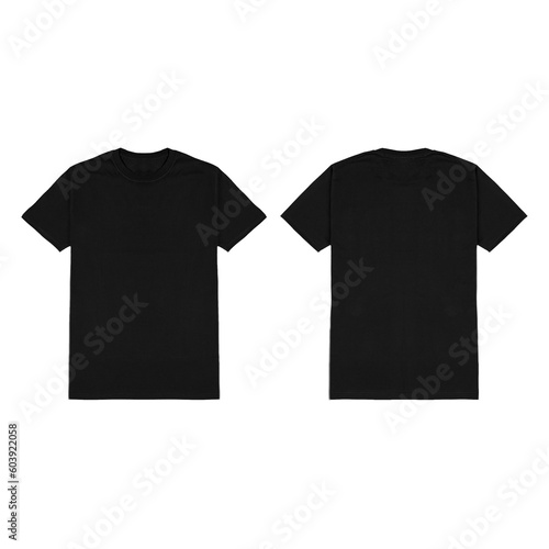 Blank Black T-Shirt Mock-Up on White Background, Front and Back View