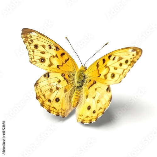 Yellow butterfly melitaea persea on a white isolated background. Generation of AI © Volodymyr