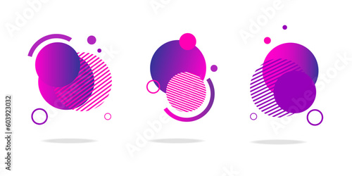 Set of round abstract badges, icons or shapes in trendy colors.