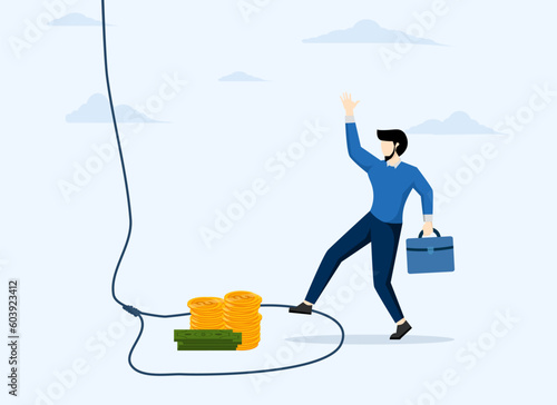 financial or investment problem concept, money trap to scam greedy people, scam danger or threat to attack victim, greedy businessman