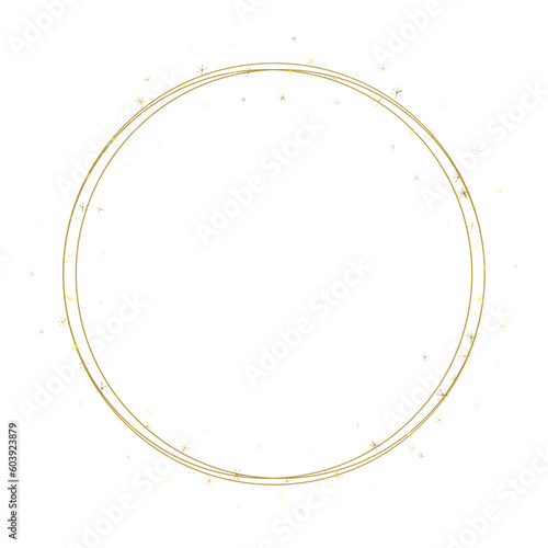 Golden sparkle circle border frame
