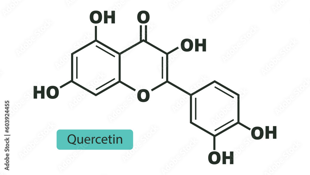 Quercetin molecular skeletal chemical formula. Quercetin molecular skeletal chemical formula.