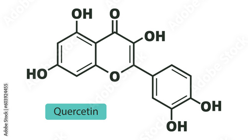 Quercetin molecular skeletal chemical formula. photo