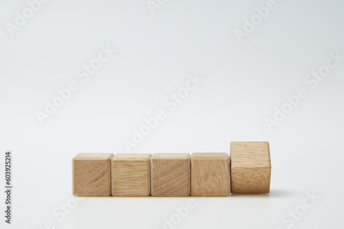Fototapeta Naklejka Na Ścianę i Meble -  Wooden cube blocks with empty copy space for message word