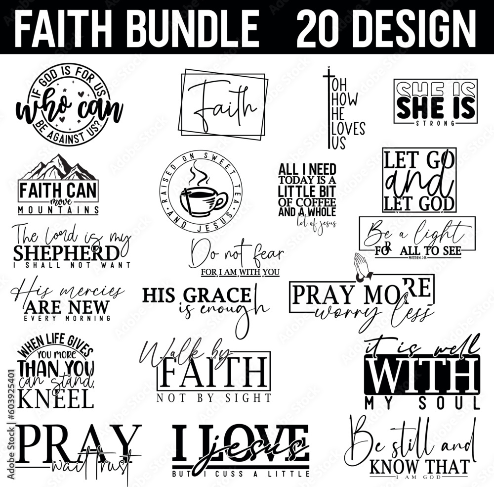 Fototapeta premium Faith Quote Bundle, Inspirational bundle, Christian quotes design