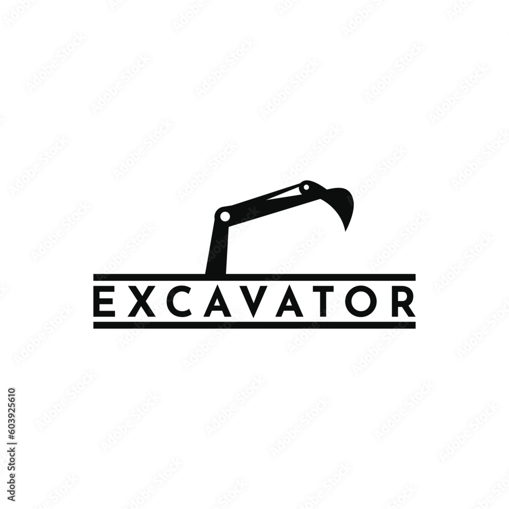 Simple Excavator Construction Vector Logo Design Idea Simple Excavator Construction Vector Logo Design Idea