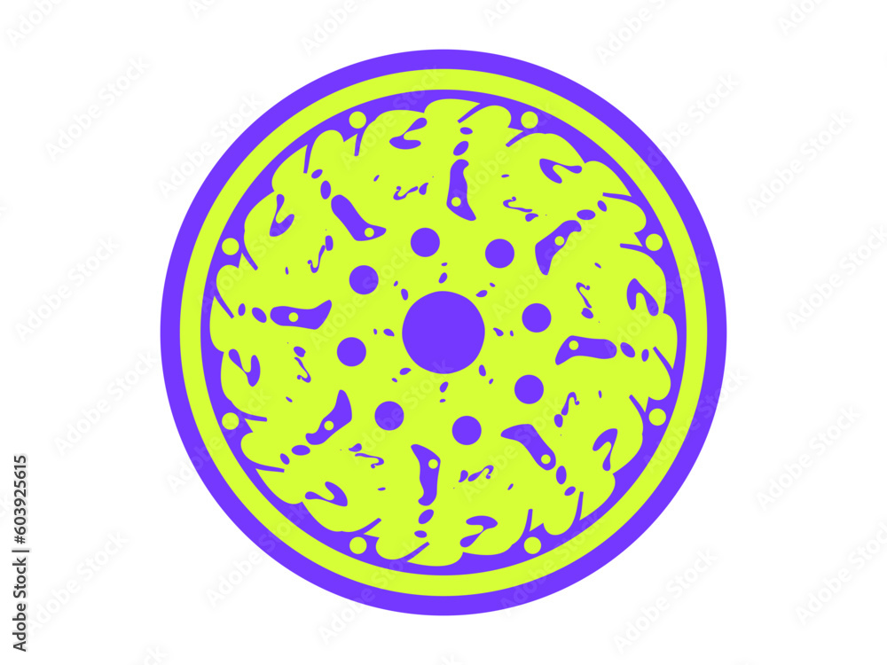 Abstract round vector element in purple and light green colors. Abstract round vector element in purple and light green colors.