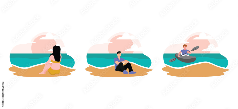 Fototapeta premium Flat Bundle Weekend Activity Design Illustration