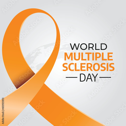 World Multiple Sclerosis Day design template for celebration. orange ribbon for World Multiple Sclerosis Day. orange ribbon design illustration. flat ribbon.