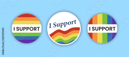 lgbt support sticker with rainbow flag. Vector