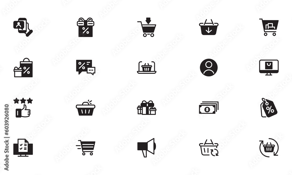 Online shopping application Interface related icon set. Black, solid, glyph icon set Website sign. vector illustration Online shopping application Interface related icon set. Black, solid, glyph icon set Website sign. vector illustration