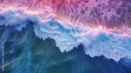 上から見た海のビーチと波,Generative AI AI画像