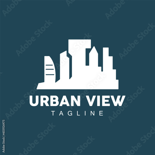 Skyline Logo, Simple Modern Design of Skyscrapers, Vector Cityscape Buildings, Icon Silhouette Illustration