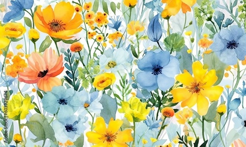 watercolor-style pastel wild flowers patterns  © Brian Carter