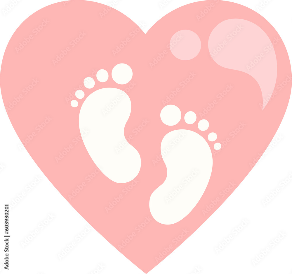 Baby's footprint inside a loving heart illustration graphic icon with transparent background Baby's footprint inside a loving heart illustration graphic icon with transparent background