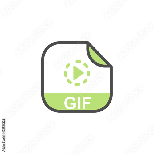 GIF File Extension, Rounded Square Icon with Symbol - Format Extension Icon Vector Illustration.