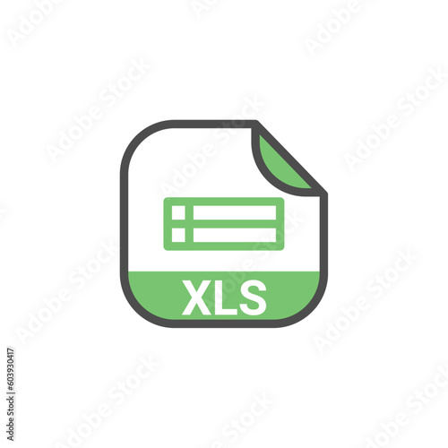 XLS File Extension, Rounded Square Icon with Symbol - Format Extension Icon Vector Illustration.