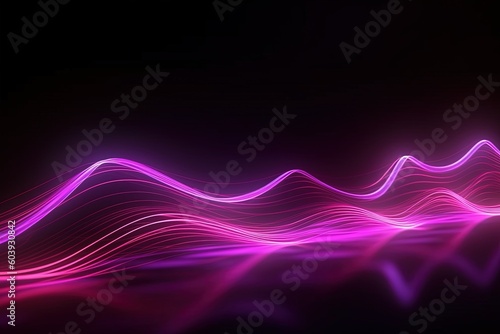 abstract futuristic background with pink purple glowing neon moving high speed wave lines and bokeh lights. Data transfer concept Fantastic wallpaper  Ai Generative