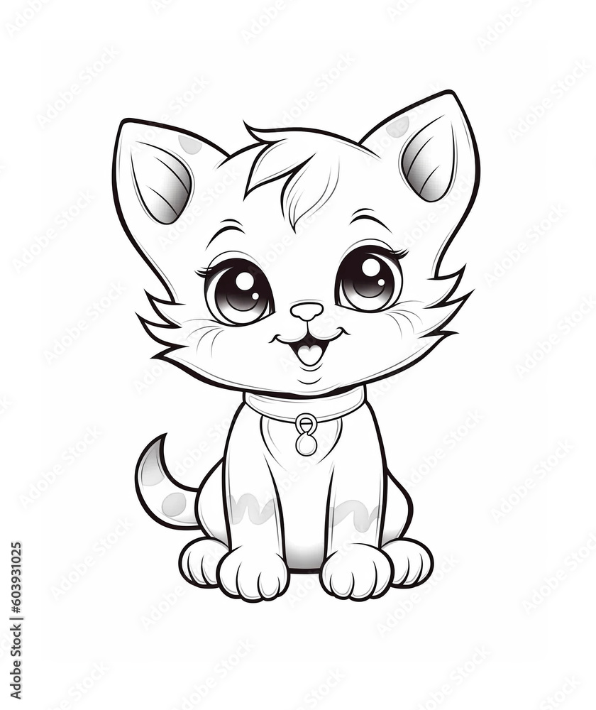 Obraz premium Beautiful kitty outline design. Generative ai