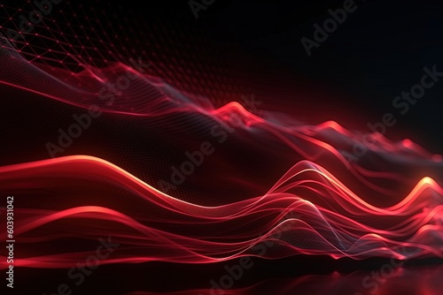 abstract futuristic background with red glowing neon moving high speed wave lines and bokeh lights. Data transfer concept Fantastic wallpaper, Ai Generative