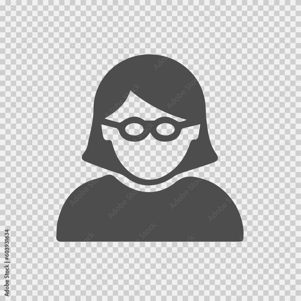 Geek girl with glasses vector icon eps 10.Simple isolated pictogram. Geek girl with glasses vector icon eps 10.Simple isolated pictogram.