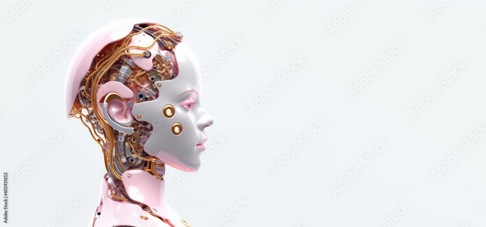 3D Humanoid Robotic, Artificial Intelligence, Futuristic AI Technology. Generative AI
