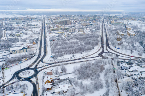 Wallpaper Mural Suwalki, Poland - winter drone aerial photo - citycape, snowy landscape, cloudy moody day Torontodigital.ca