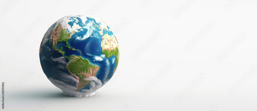 3D Earth on White Background, Earth day, World Environment Day. Generative AI 3D Earth on White Background, Earth day, World Environment Day. Generative AI