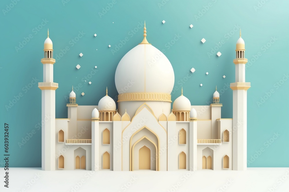 Eid Illustration with copy space background illustration, Islamic, Eid Mubarak, Generative Ai