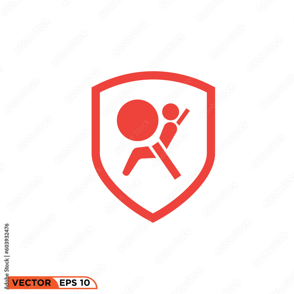 Icon vector graphic of Shield Airbag car Icon vector graphic of Shield Airbag car
