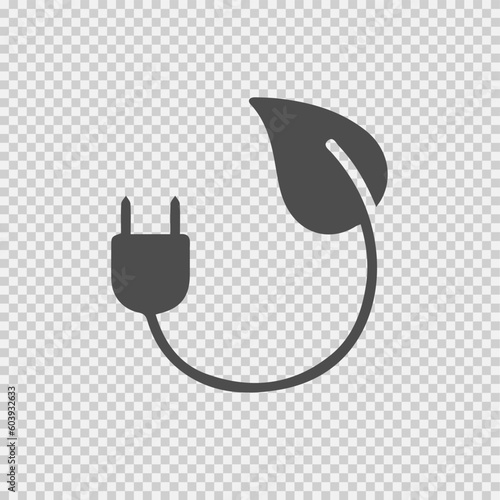 Green plug vector icon eps 10. Eco energy power socket. Simple isolated pictogram.