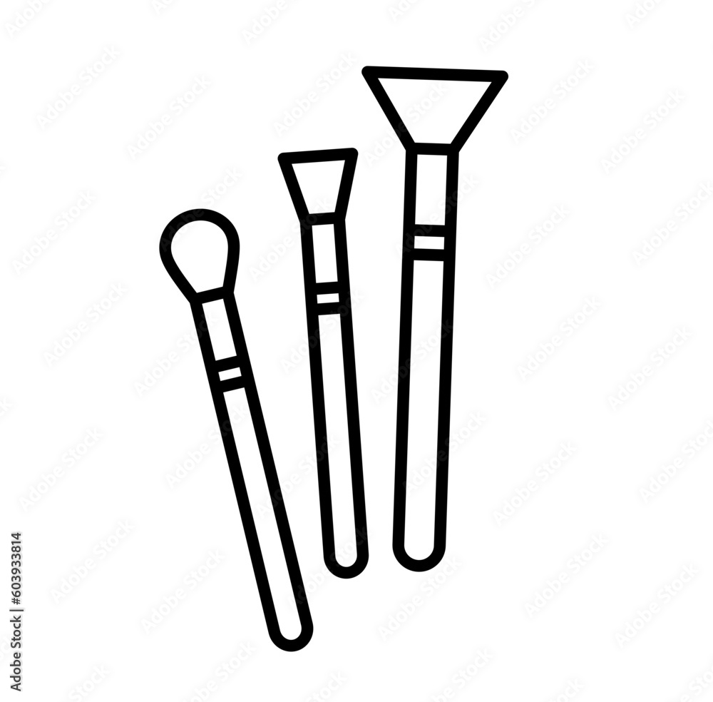 Cute makeup brushes palette outline icon Cute makeup brushes palette outline icon