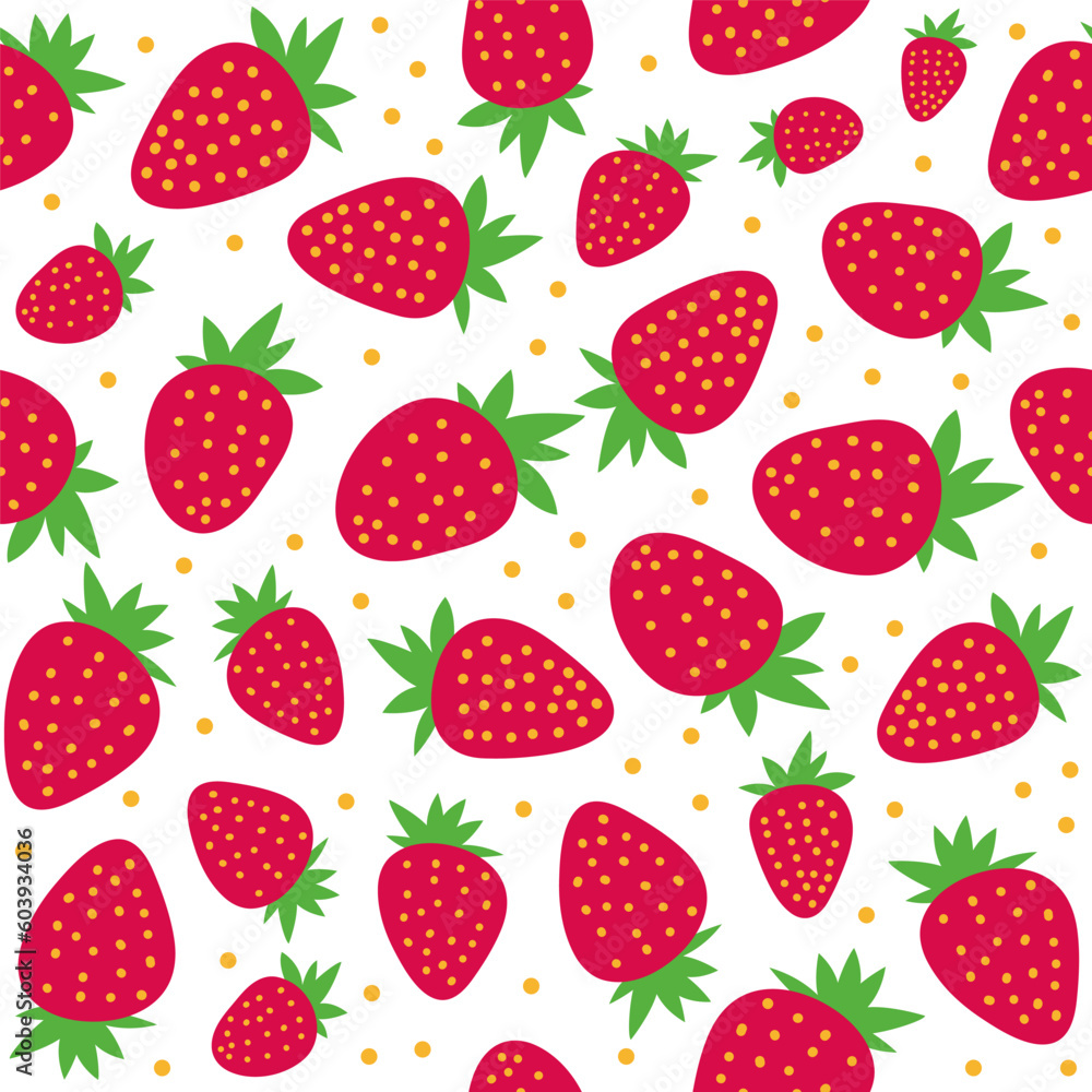 Vector Seamless pattern of abstract hand drawn strawberries on white background. Strawberry doodle style fresh fruit healthy food Vector Seamless pattern of abstract hand drawn strawberries on white background. Strawberry doodle style fresh fruit healthy food