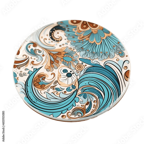 Decorative Coaster on Transparent Background. AI