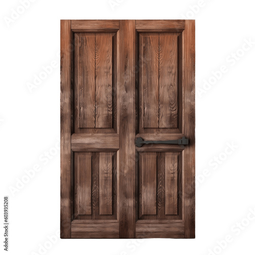Wooden Door on Transparent Background. AI