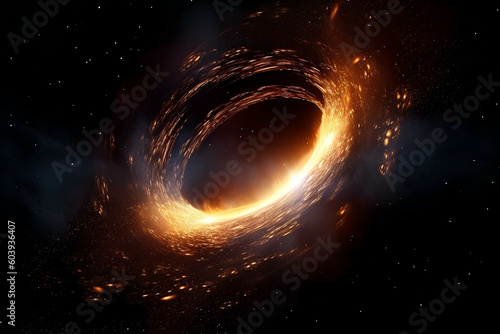 Leinwand Poster Giant blackhole with amazing light and colours, Generative AI