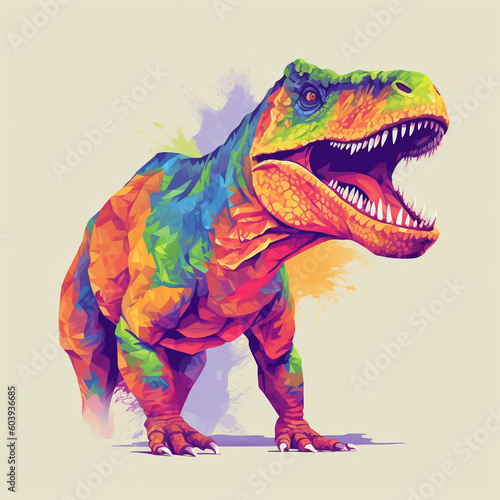 Colorful T-rex dinosaur in pop art style © Daria