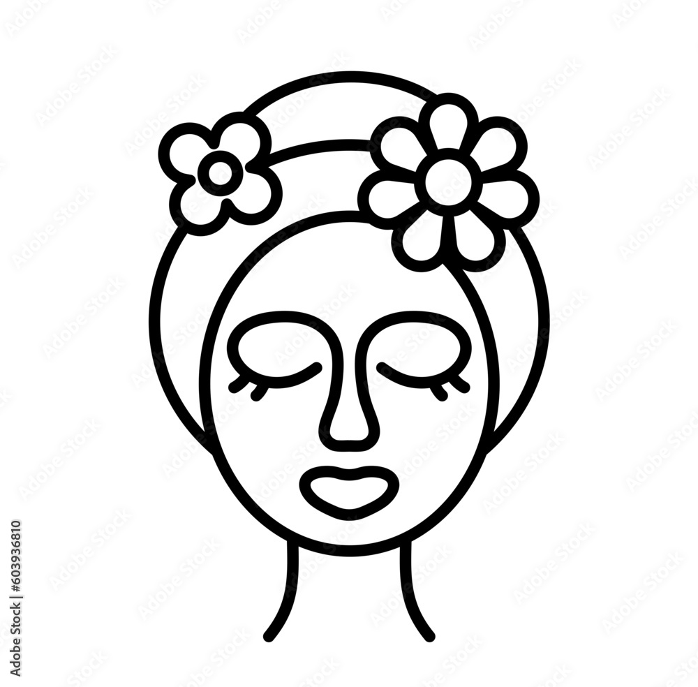 Cute sheet face mask spa outline icon