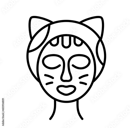 Cute sheet face mask spa outline icon