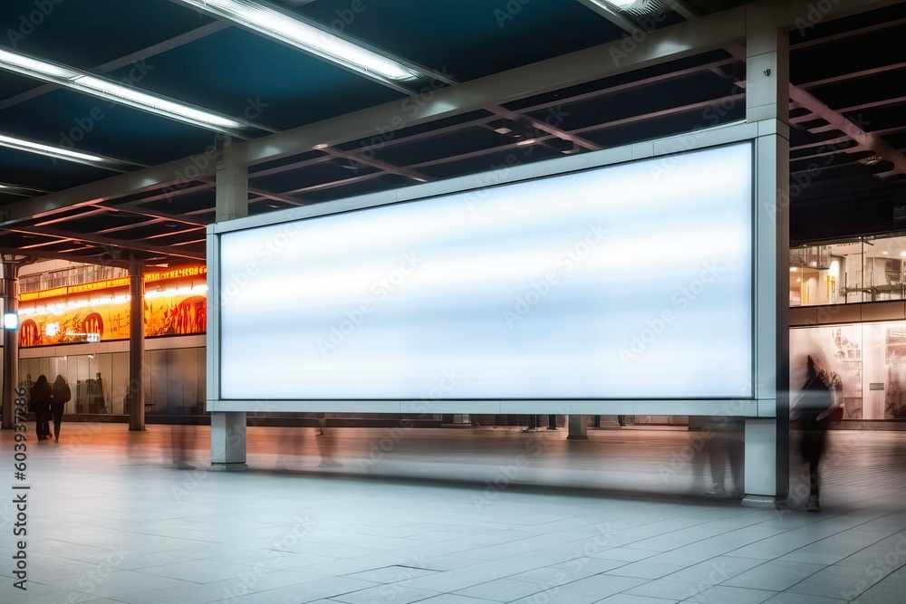 Blank digital signage screen in a public place, ideal for customization, generative ai Blank digital signage screen in a public place, ideal for customization, generative ai